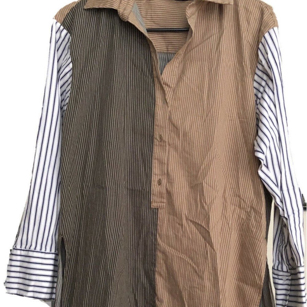 Zara Woman Hi Low Striped Blouse Small